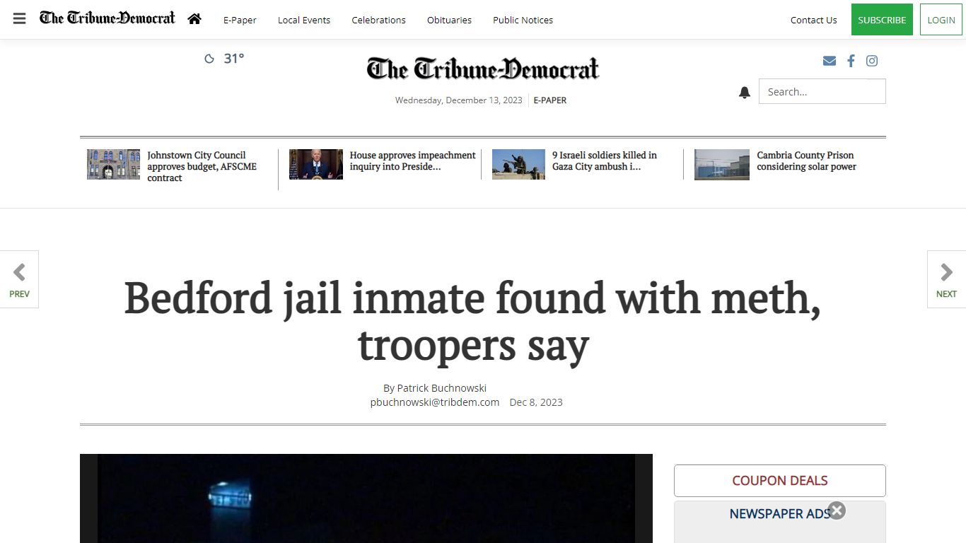 Bedford jail inmate found with meth, troopers say | Local News ...